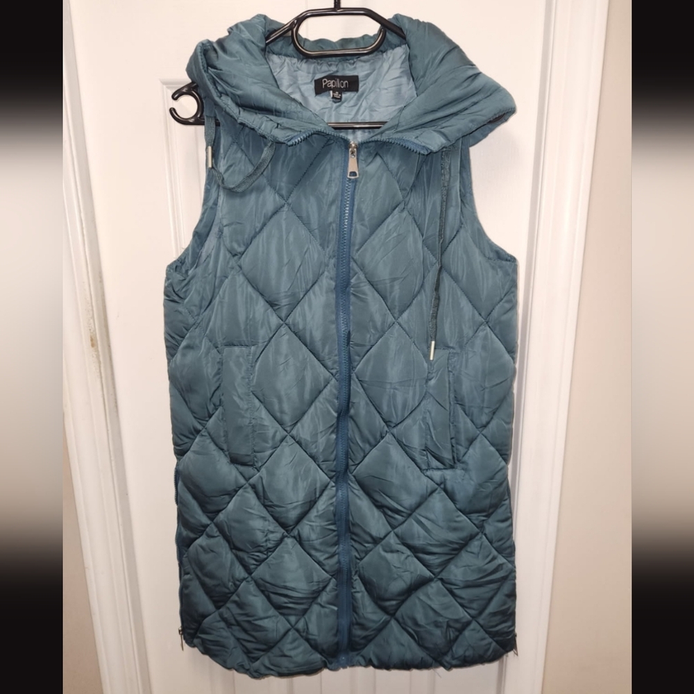 Papillon Teal hooded vest